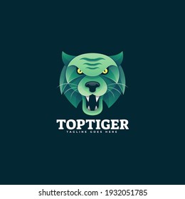 Vector Logo Illustration Tiger Gradient Colorful Style.
