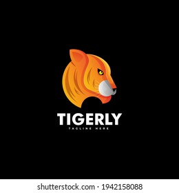 Vector Logo Illustration Tiger Gradient Colorful Style.
