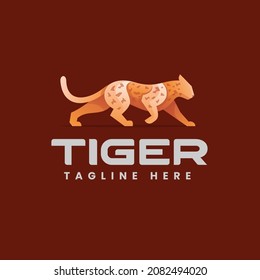 Vector Logo Illustration Tiger Gradient Colorful Style.