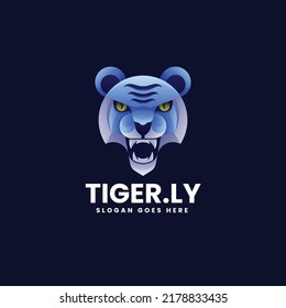 Vector Logo Illustration Tiger Gradient Colorful Style.