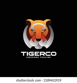 Vector Logo Illustration Tiger Gradient Colorful Style.