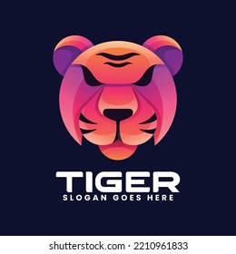 Vector Logo Illustration Tiger Gradient Colorful Style