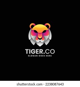 Vector Logo Illustration Tiger Gradient Colorful Style