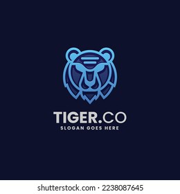 Vector Logo Illustration Tiger Gradient Line Art Style.