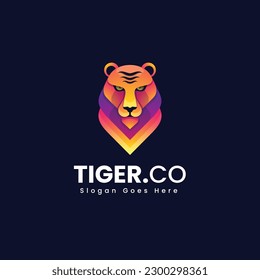 Vector Logo Illustration Tiger Gradient Colorful Style