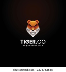 Vector Logo Illustration Tiger Gradient Colorful Style