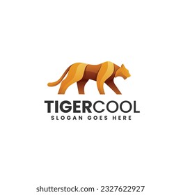 Vector Logo Illustration Tiger Gradient Colorful Style