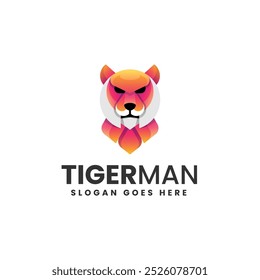 Vector Logo Illustration Tiger Gradient Colorful Style