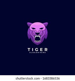 Vektorillustration Logo Illustration Tiger Head Farbstil.