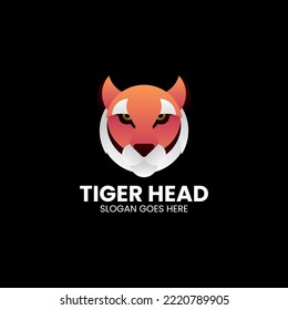 Vector Logo Illustration Tiger Head Gradient Colorful Style.