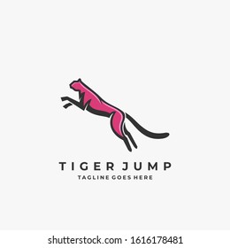Vector Logo Illustration Tiger Jump Mascot Cartoon