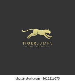 Vector Logo Illustration Tiger Jumps Luxury Style