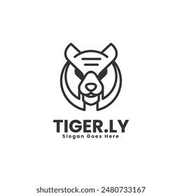 Vector Logo Illustration Tiger Line art Style