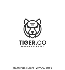 Vector Logo Illustration Tiger Line Art Style