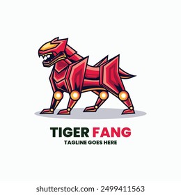 Vector Logo Illustration Tiger Mascot Cartoon Style.