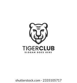 Vector Logo Illustration Tiger Silhouette Style