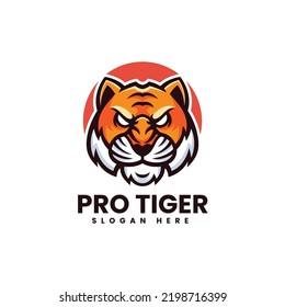 Vector Logo Illustration Tiger Simple Mascot Style.