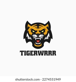 Vector Logo Illustration Tiger Simple Mascot Style