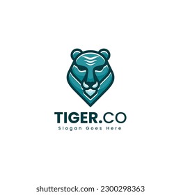 Vector Logo Illustration Tiger Simple Mascot Style