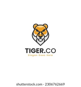 Vector Logo Illustration Tiger Simple Mascot Style