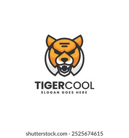 Estilo mascote simples do tigre da ilustração do logotipo do vetor