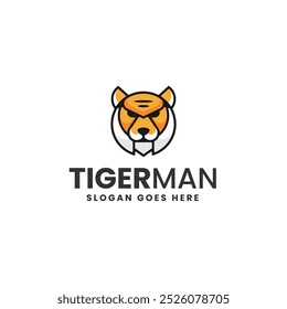 Estilo mascote simples do tigre da ilustração do logotipo do vetor