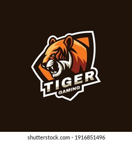 Vector Logo Illustration Tiger Sports and E-Sport Style.