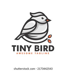 Vector Logo Illustration Tiny Bird Simple Mascot Style.