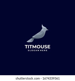 Vector Logo Illustration Titmouse Gradient Colorful Style.