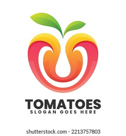 Vector Logo Illustration Tomato Gradient Colorful Style