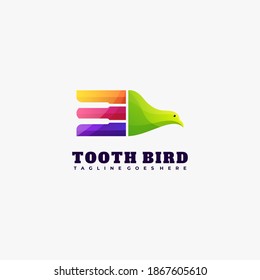 Logo Vector Ilustración Estilo Colorido De Gradiente De Pájaro Diente.