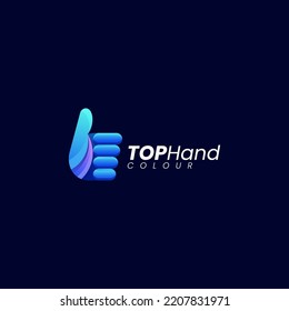 Ilustración del logotipo del vector Estilo de color de gradiente de la mano superior
