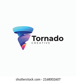 Ilustración del logotipo del vector Estilo de color gradiente de tornado.