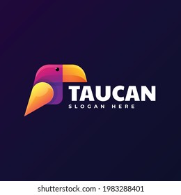 Vector Logo Illustration Toucan Bird Gradient Colorful Style.