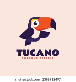 Vector Logo Illustration Toucan Flat Modern Style.