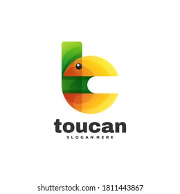 Vector Logo Illustration Toucan Gradient Colorful Style.