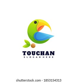 Vector Logo Illustration of Toucan in  Gradient Colorful Style.