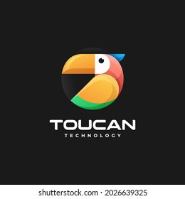 Vector Logo Illustration Toucan Gradient Colorful Style.