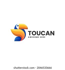 Vector Logo Illustration Toucan Gradient Colorful Style.