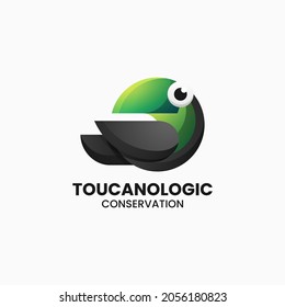 Vector Logo Illustration Toucan Gradient Colorful Style.