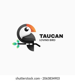 Vector Logo Illustration Toucan Gradient Colorful Style.