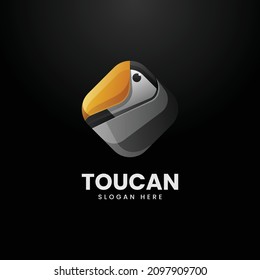 Vector Logo Illustration Toucan Gradient Colorful Style.