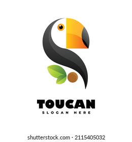 Vector Logo Illustration Toucan Gradient Colorful Style.