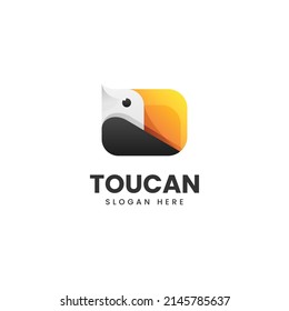 Vector Logo Illustration Toucan Gradient Colorful Style.