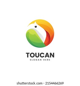 Vector Logo Illustration Toucan Gradient Colorful Style.