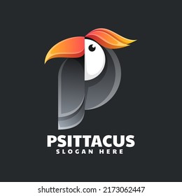 Vector Logo Illustration Toucan Gradient Colorful Style.