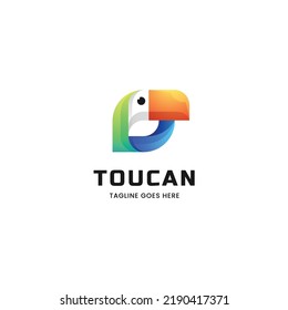 Vector Logo Illustration Toucan Gradient Colorful Style.