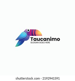 Vector Logo Illustration Toucan Gradient Colorful Style.