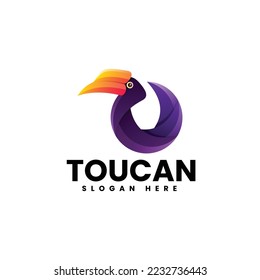 Vector Logo Illustration Toucan Gradient Colorful Style.