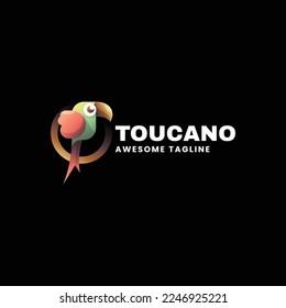 Vector Logo Illustration Toucan Gradient Colorful Style.